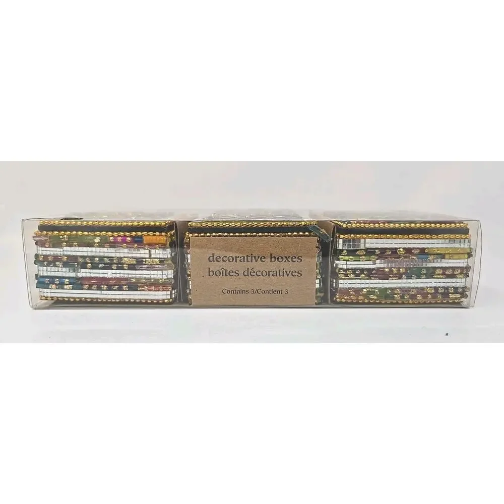 Pier 1 Imports Decorative Boxes ~ Jeweled Square ~ Set Of 3 U217